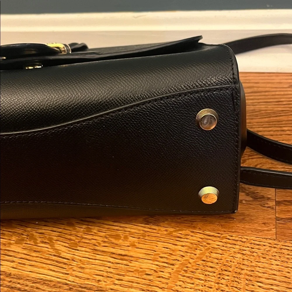 Michael Kors Bleecker Black Leather Satchel Bag Dual Handles